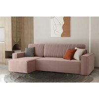 Ecksofa Schlafsofa Sofa maris Stoff Rose Ottomane Links von FUN MOEBEL