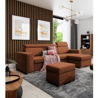Fun Moebel - Ecksofa Schlafsofa inkl. Hocker canton Stoff Camelia Rostbraun Ottomane Rechts Fun Moebel - Ecksofa Schlafsofa inkl. Hocker canton Stoff Camelia Rostbraun Ottomane Rechts von FUN MOEBEL