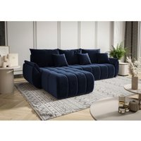 Fun Moebel - Ecksofa Schlafsofa osaka Stoff Monolith Dunkelblau Ottomane Links von FUN MOEBEL