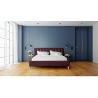 Polsterbett Doppelbett miami 140x200cm Komplettset in Stoff Monolith Bordeauxrot von FUN MOEBEL