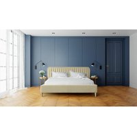 Polsterbett Doppelbett miami 160x200cm Komplettset in Stoff Monolith Creme von FUN MOEBEL
