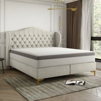 Fun Moebel - Polsterbett Doppelbett pelagio Stoff Whisper Cream 140x200cm inkl. Matratze von FUN MOEBEL