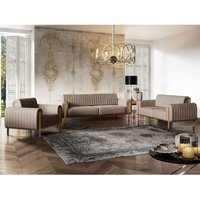 Sofaset Designersofas valerie 3-2-1 in Stoff Elisa Velvet Cappuccino von FUN MOEBEL
