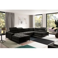 Fun Moebel - Wohnlandschaft Schlafsofa agnesa Stoff Salvador Schwarz Ottomane Links von FUN MOEBEL