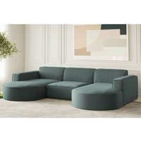 Fun Moebel - Wohnlandschaft U-Form Sofa palma in Stoff Opera Velvet Opalgrün von FUN MOEBEL