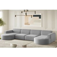 Fun Moebel - Wohnlandschaft U-Form Sofa palma xl in Stoff Opera Velvet Grau von FUN MOEBEL