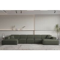 Wohnlandschaft U-Form celes premium xl in Stoff Ascot Bukla Moosgrün von FUN MOEBEL