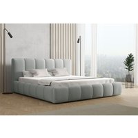 Polsterbett Doppelbett GIULIA Komplettset 180x200cm Stoff Magic Velvet Hellgrau von FUN MOEBEL