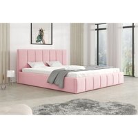 Polsterbett Doppelbett detroit Komplettset 160x200cm Stoff Magic Velvet Rosa von FUN MOEBEL