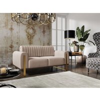Sofa Designersofa valerie 2-Sitzer in Stoff Elisa Velvet Beige von FUN MOEBEL