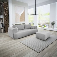 Sofa Schlafsofa 3-Sitzer anike inkl. Polsterhocker in Stoff Now or Never Grau von FUN MOEBEL