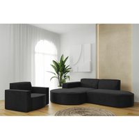 Sofa Set 2-teilig Sessel und Ecksofa palma xs Stoff Opera Schwarz Ottomane Links Sofa Set 2-teilig Sessel und Ecksofa palma xs Stoff Opera Schwarz Ottomane Links von FUN MOEBEL
