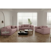 Sofaset Designersofa CHANTAL 3-2-1 in Stoff Opera Velvet Pink von FUN MOEBEL
