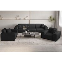 Sofaset Designersofa celes premium 3-1-1 in Stoff Scala Schwarz von FUN MOEBEL