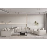 Sofaset Designersofa celes premium 3-2-1 in Stoff Scala Hellbeige von FUN MOEBEL