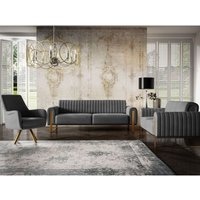 Sofaset Designersofas valerie 3-2-1 in Stoff Stoff Elisa Velvet Anthrazit von FUN MOEBEL