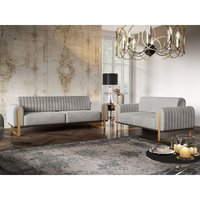 Sofaset Designersofas valerie 3-2 in Stoff Stoff Elisa Velvet Hellgrau Sofaset Designersofas valerie 3-2 in Stoff Stoff Elisa Velvet Hellgrau von FUN MOEBEL