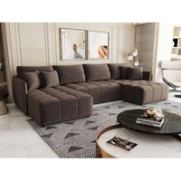 Wohnlandschaft Schlafsofa Sofa TREVISO Stoff Monolith Braun von FUN MOEBEL
