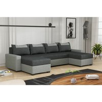 Fun Moebel - Wohnlandschaft Schlafsofa Sofa hedvig Stoff Inari Grau- Dunkelgrau von FUN MOEBEL