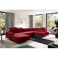 Wohnlandschaft Schlafsofa agnesa Stoff Salvador Weinrot Ottomane Links von FUN MOEBEL