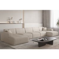 Wohnlandschaft Sofa U-Form CELES PREMIUM XL in Stoff Scala Hellbeige von FUN MOEBEL