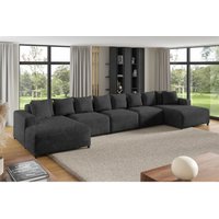 Wohnlandschaft Sofa U-Form Designersofa megan xl in Stoff Poso Dunkelgrau von FUN MOEBEL