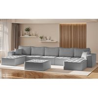 Wohnlandschaft Sofa U-Form Modulsofa-Set 6-teilig SANDE Stoff Raven Grau Wohnlandschaft Sofa U-Form Modulsofa-Set 6-teilig SANDE Stoff Raven Grau von FUN MOEBEL