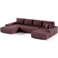 Wohnlandschaft Sofa mit Schlaffunktion vogar Stoff Aulla Dunkelviolett von FUN MOEBEL
