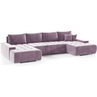 Wohnlandschaft Sofa mit Schlaffunktion vogar Stoff Monolith Lila von FUN MOEBEL
