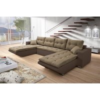 Fun Moebel - Wohnlandschaft Sofa nino xl mit Schlaffunktion Braun-Hellbraun von FUN MOEBEL