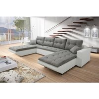 Fun Moebel - Wohnlandschaft Sofa nino xl mit Schlaffunktion Weiss-Grau von FUN MOEBEL