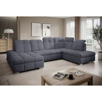 Wohnlandschaft U-Form Schlafsofa tempe Stoff Element Dunkelgrau Ottomane Links von FUN MOEBEL