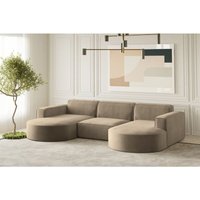 Wohnlandschaft U-Form Sofa palma in Stoff Noel Braun von FUN MOEBEL