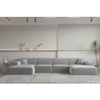 Wohnlandschaft U-Form celes premium in Stoff Opera Velvet Hellgrau von FUN MOEBEL