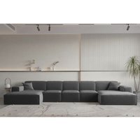 Wohnlandschaft U-Form celes premium xl in Stoff Opera Velvet Dunkelgrau von FUN MOEBEL