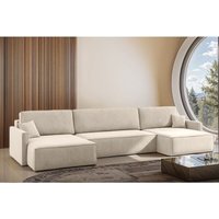 Wohnlandschaft mit Schlaffunktion Sofa louis Stoff Salvador Beige von FUN MOEBEL