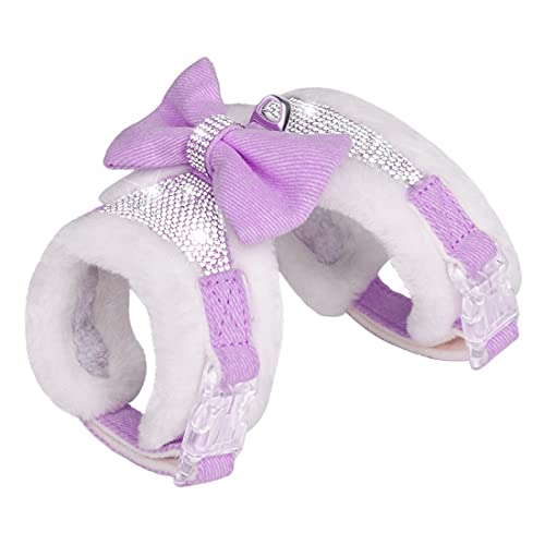 FUNAT Plüsch Brustgurte für Hunde, Strass Winter Hundegeschirr, Weste Bow Harness für kleine mittlere Hunde von FUNAT