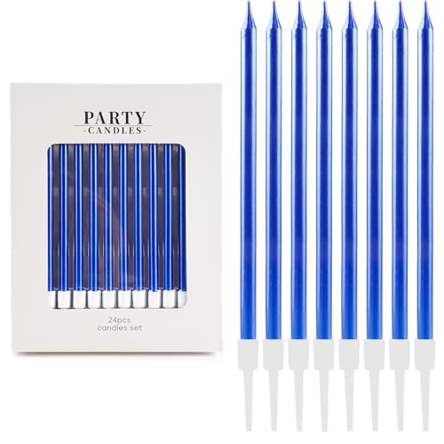 24 Stück Königsblaue Geburtstagskerzen,Party-Kerzen für Kuchen,Blaue lange dünne Kuchenkerzen für Mädchen, Jungen, Männer, Frauen, Geburtstagsdekorationen 24 Stück Königsblaue Geburtstagskerzen,Party-Kerzen für Kuchen,Blaue lange dünne Kuchenkerzen für Mädchen, Jungen, Männer, Frauen, Geburtstagsdekorationen von FUNCANDLE