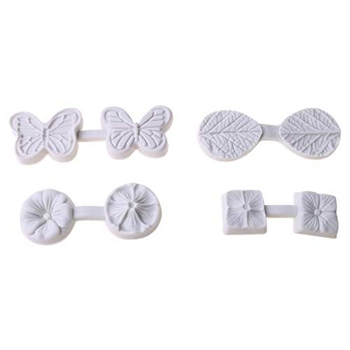 FUNCOCO Silikonform, 4er Set 3D Schmetterling Embosser Blume Blatt Veiner Form Präge Kuchen Fondant Silikonform von FUNCOCO