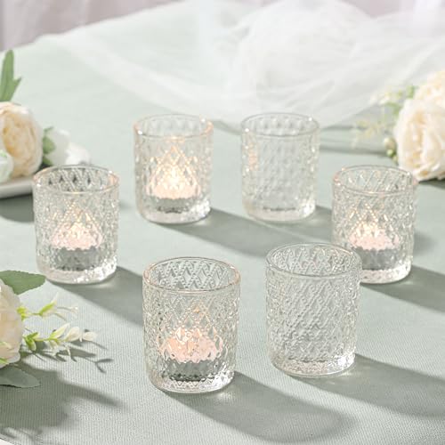 12 Stück Glas Teelichtgläser Votivkerzenhalter, Teelicht Kerzenhalter für Tisch-Mittelstück, Glas Kerzenhalter Hochzeit Mittelstücke Weihnachten Mittelstücke für Tisch Home Decor von FUND AMLIGHT