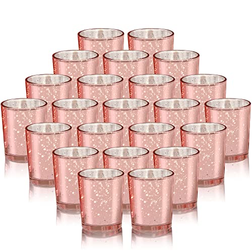 Roségold Teelichtgläser 48er Set, Gefleckt Teelichthalter Glas, Votivkerzenhalter, Perfekte Tafelaufsätze für Hochzeit Part Heimdekoration von FUND AMLIGHT