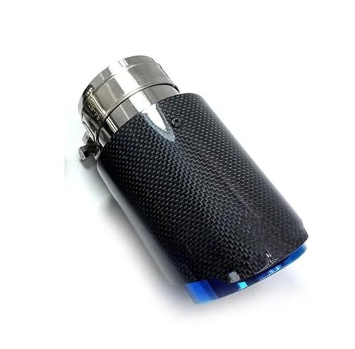 FUNFOB Auspuffblenden 1 Stück Einzelnes Auto-Auspuffrohr Blaues Rohr Glänzendes Schlichtes Carbon-Schalldämpferrohr Auspuffblende(73MM IN-89MM Out) von FUNFOB
