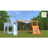 Modul 'Spider' teak Kletterwand/Rampe mit Doppelschaukel - Fungoo von FUNGOO