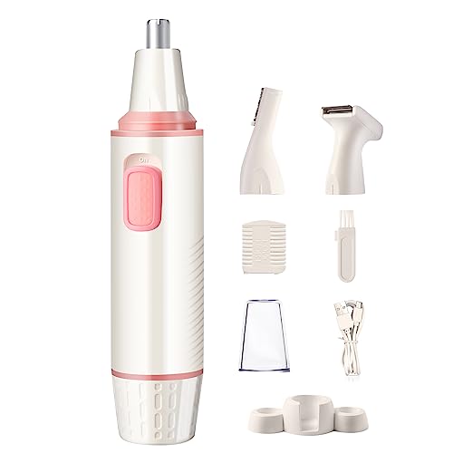 Nasenhaartrimmer, USB Wiederaufladbar Nasenhaarschneider 3 in 1 Set Ohrhaarschneider mit Doppelschneideklingen, Professioneller schmerzfreier Augenbrauen und esichtshaartrimmer von FUNHEE