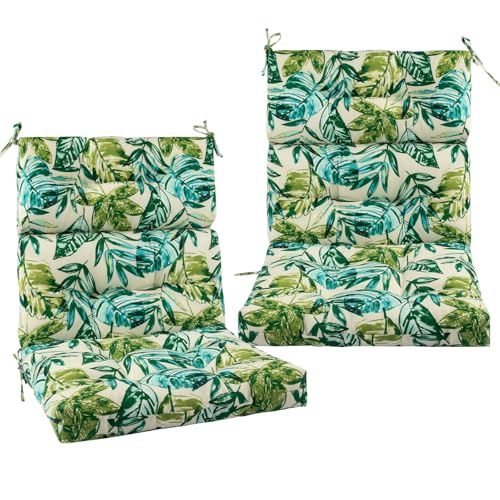 FUNHOME Sitzkissen für den Außenbereich, hohe Rückenlehne, wendbar, wasserdicht, getuftet, Adirondack-Stuhlkissen, für Garten, Schaukelstuhl, Outdoor-Möbel, 2 Stück von FUNHOME
