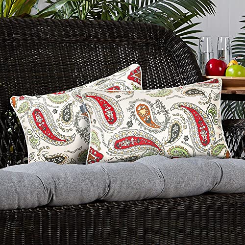 FUNHOOM PSLRed Lmbpilowcover, dekorativer Kissenbezug, Lendenkissenbezug, rechteckige Kissenhülle, Polyester, Paisley Rot Beige FUNHOOM PSLRed Lmbpilowcover, dekorativer Kissenbezug, Lendenkissenbezug, rechteckige Kissenhülle, Polyester, Paisley Rot Beige von FUNHOOM