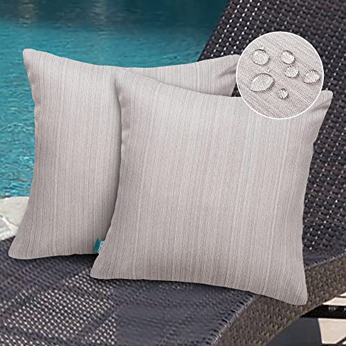 FUNHOOM 2er Set Draußen Kissenbezüge, alle Wetter Dekorative Kissen Etui Kissenbezug Wasserdicht 45 x 45 cm, für Sofa Couch Terrassenmöbel Dekoration - Taupe von FUNHOOM