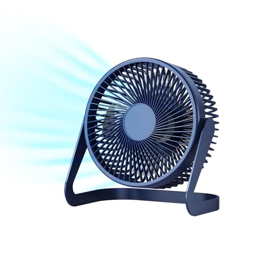 FUNJEO F06 USB-Tischventilator, 6,5 Zoll, Leistungsstark mit 2 Geschwindigkeiten, 360° Drehung, für Arbeit/Studium/Innenbereich (Blau) von FUNJEO