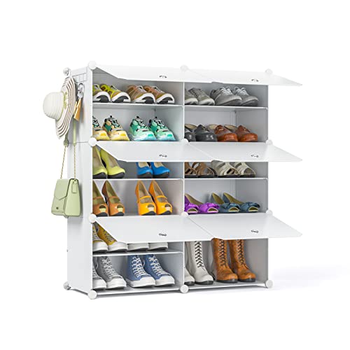 FUNLAX Schuhregal Platzsparend 6-stufiger Schuhschrank für 24 Paar Schuhe und Stiefel Stapelbar schuhschrank schmal für Flur, Schlafzimmer, Wohnzimmer, Eingangsbereich von FUNLAX