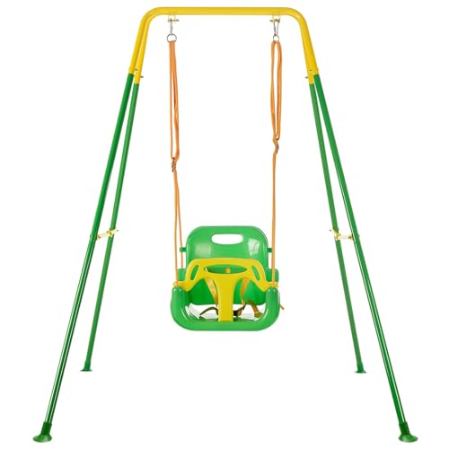 FUNLIO Kinderschaukel mit Klappbarer Metallständer für Drinnen & Draußen, Babyschaukel mit 4 Sandsäcken, Einfach zu Montieren - Hellgrün FUNLIO Kinderschaukel mit Klappbarer Metallständer für Drinnen & Draußen, Babyschaukel mit 4 Sandsäcken, Einfach zu Montieren - Hellgrün von FUNLIO